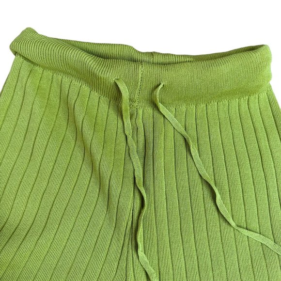 Women Two-Piece Set Top-Pants Medium Green Fruit Sleeveless Wide Leg High Rise - Picture 10 of 14